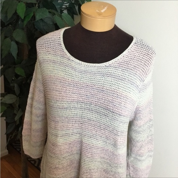 J Jill sweater Womans large heavier weight multi color 3/4 sleeve crew n… - Picture 7 of 12